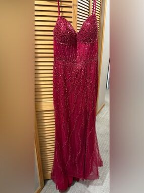 Stacees Burgundy Prom Dress